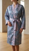 S/M niebieski brudny róż Kimono jedwab morwowy Wietnam