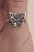 Nowy pierścionek motyl srebrny kolor retro vintage hippie dzieci kwiaty