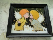 OBRAZ ANIOŁEK DWA ANIOŁKI MAL.NA SZKLE I PILŚNI, ZAKOPIAŃSK.ARTYSTY M.B.