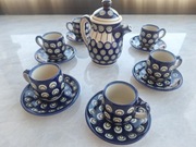 Filiżanki bolesławiec espresso 6 szt + czajniczek 500 ml