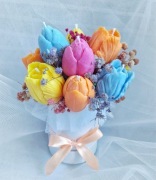 Flower box ze świec sojowych – tulipany, bukiet prezent na każdą okazję, S