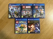 Zestaw 5 gier Lego ps4 ps5 Ninjago Marvel Jurassic Worlds Star War