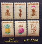 Znaczki fauna:12: pszczoły, owady- Polska 1987r **