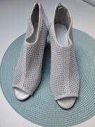 Czółenka srebrne, skórzane, Lampert