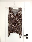 panterkowa brązowa bluzka top panterkowy z baskinką w panterke 44XXL