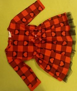 Sukienka świąteczna w kratkę - serduszka - rozmiar 80