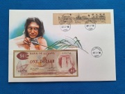 Koperta numizmatyczna z banknotem Guyana 1 dollar