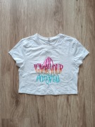Biały bawełniany crop top z krótkim rękawem M 38