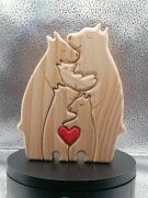 Drewniana Puzzel-Statuetka Rodzina Pięciu Misiów