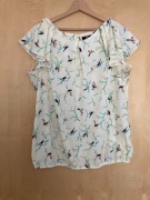 Letnia żółta bluzka w ptaki, marki Wallis r. L 