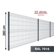 Słupek ogrodzeniowy 60x40mm Wys 260cm 1,5mm antracyt paneli ogrodzeniowych