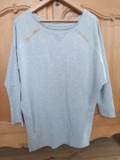 Tunika bluzka szary melanż dresówka jersey dzianina cyrkonie