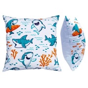 Poszewka 40x40 cm Rekiny Ryby - biała - Bawełna