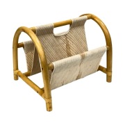 Gazetnik bambusowy vintage – styl boho / Mid-Century Modern, lata 70.