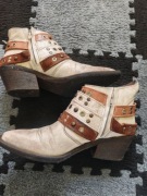 Botki kowbojki skórzane, ręcznie szyte rozm 37