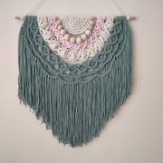 Makrama w kolorze szałwi i różu dla dziewczynki