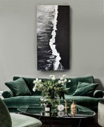 Czarno biały obraz malarski wystrój 50x100cm brzeg morze fale plaża