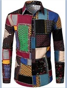 LucMatton stylowa koszula męska kolorowa M bawełna len długi rękaw prezent