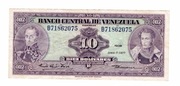 WENEZUELA 10 BOLIVARES 1977 P51F