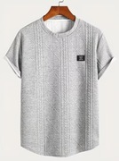 Męska koszula z krótkim rękawem T-shirt w argyle, plus size 4XL