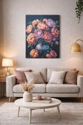 Obraz malowany na płótnie farbami akrylowymi "Wieczorna Piwoniowa Sonata"
