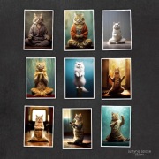 Kocia joga - zestaw 9 grafik w rozmiarze 13x18 cm