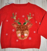 364* george Świąteczny sweter renifer 4/5 lat_ 104/110 cm