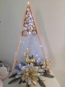 Drewniana choinka LED, dekoracja świąteczna, stroik, Boże Narodzenie 