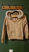 Bluza z kapturem XS beżowa futerko 