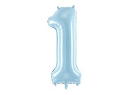 Balon foliowy Party Deco 86 cm - Cyfra 1 pastelowy niebieski