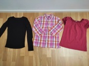 158 koszula w kratkę + bluzka Orsay + bluzka czarna Sinsay XXS
