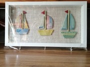 Wieszak, obrazek z łódkami. Rękodzieło. 