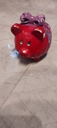 Skarbonka świnka czerwona porcelana 