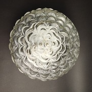 Duży okrągły plafon szklany  - wzór kwiat - Kramer Leuchten , lata 60