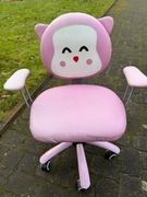 Fotel biurowy krzesło obrotowe KITTY różowy kółka panelowe