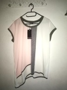 Nowa bluzka tunika biała różowa L scott zara