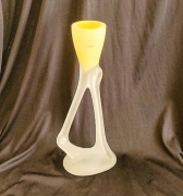 Świecznik szklany  Wołomin? Jagoda? kolorowe szkło matowe PRL Vintage retro