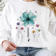 biała bluza z motywem kwiatowym DZIEŃ MAMY prezent dla mamy