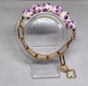 Bransoletka regulowana z koniczynką rękodzieło 