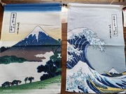 Japońska tkanina dekoracyjna Wielka Fala w Kanagawie Góra Fuji Hokusai