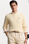 RALPH LAUREN__sweter męski (M / L) warkocz kabel / śmietankowy jasny
