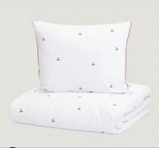 Pościel biała z lamówką w wisienki 160x200 bawełna