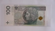 Banknot 100 zl 2018 RADAR SERIA FA 7562657 STAN UNC 
