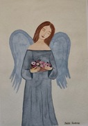 Akwarela Akwarelka Obraz ANIOŁ bez oprawy 30 x 21 cm