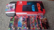 Konsola Nintendo Switch (V2) + 9 gier, etui, karta pamięci 128gb