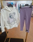 Komplet bluza miś + leginsy prążek r. 104 