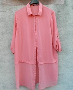 Długa łososiowa koszula, bluzka koszulowa, tunika 42/XL