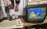 Commodore C64 gotowy zestaw do gry joystick zasilacz 2 cartridge sprawny