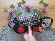 Zawieszka Serduszko patchworkowa pepitka i czerwony mak