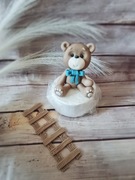 Miś misiu z kokardką  dla chłopca figurka z masy cukrowej 8cm